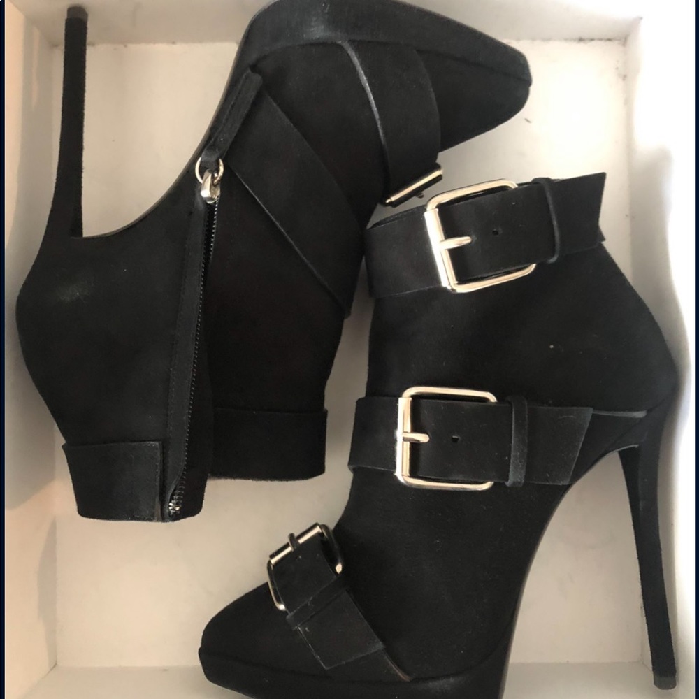 Giuseppe Zanotti Black Suede Triple Buckle Bootie